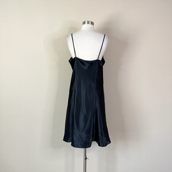 Vintage | 90s Heart Cut Out Black Satin Erika Taylor Lingerie Dress Night Gown L - Picture 5 of 7